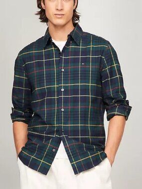 Tommy Hilfiger Regular Fit Plaid Oxford Shirt SZ XL